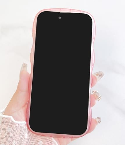 Qokey for iPhone 17 Air Case, Glitter Star & Curved Edge Handle Grip Design, Military-Grade Shockproof Transparent TPU Cover, Sparkle Protection Scratch-Resistant, Holographic Pink Bow - image 4
