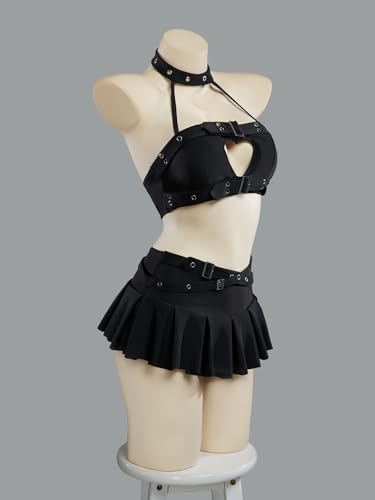 MEOWCOS Women Bikini Set Halter Hollowed-Out Heart-Shaped Bikini Swimsuit Bathing Suit3