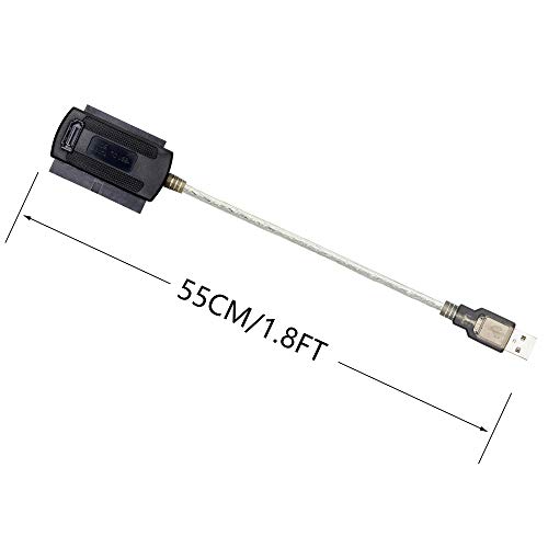 Image of SinLoon USB to SATA IDE Converter Cable Adapter USB 2.0 to 2.5 /3.5 /5.25in IDE and SATA Adapter Cable for Personal Computer, Laptop, DVD Player (1.8FT, Silver, Black)