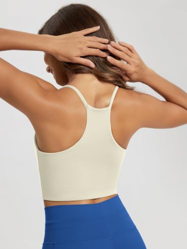Image of ODODOS Halter Sports Bra for Women Non Padded Strappy Cropped Tops Workout Yoga Crop