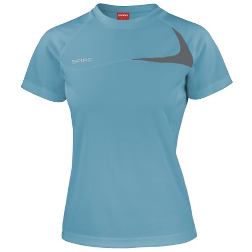 Image of Spiro Womens/Ladies Sports Dash Performance Training T Shirt (S) (Aqua/Grey)