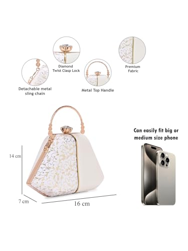 Image of TOOBA Handicraft Women's Beautiful Bling Box Clutch Bag | Evening Bag, Bridal Purse & Party Handbag | Wedding & Special Occasion Clutch (Mix Pyramid)