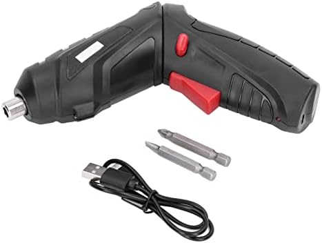 Portable Electric Screwdriver USB Rechargeable with 2pcs Bit Tool Set for Drilling Repair cordless screwdriver rechargeable screwdriver small electric screwdriver (Black 4.2V)