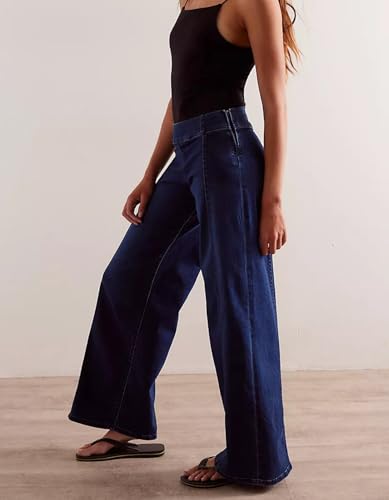 Kedera Women Wide Leg High Waisted Stretchy Flare Denim Pants Side Zipper Bell Bottom Jeans Trendy Pants2