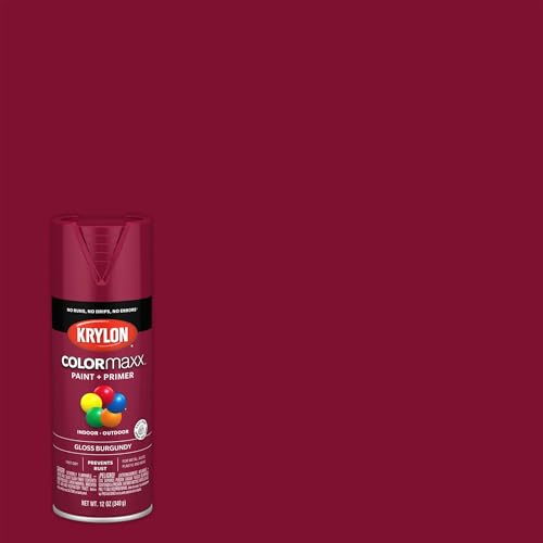 Image of Krylon K05508007 COLORmaxx Spray Paint and Primer for Indoor /Outdoor Use, Gloss Burgundy, 12 Ounce (Pack of 1)