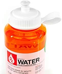 Prescription Water 32 Oz Plastic Water Bottle With Lid - Wide-Mouth, BPA-Free Novelty Hydroflask - Fun, Unique Orange Medicine Bottle With Screwtop ...