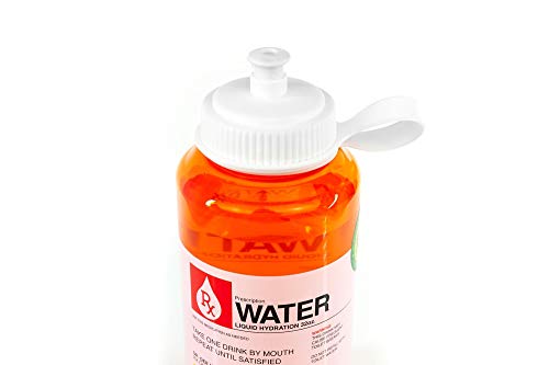 Prescription Water 32 Oz Plastic Water Bottle With Lid - Wide-Mouth, Bpa-Free Novelty Hydroflask - Fun, Unique Orange Medicine Bottle With Screwtop Cap Design - Hydration Enthusiast Gift Idea #TOP2