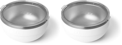 Image of YETI Rambler Bowl, Vacuum Insulated, Stackable and Nestable Stainless Steel Bowl with Lid, 2 Quart, White (Pack of 2)