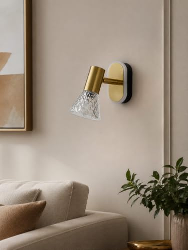 Image of FILLISKA 3 in 1 Single Wall spot /Picture /Display /Mirror Light with Adjustable Head and Colour Changing Function (Diamond Cut Gold -047)