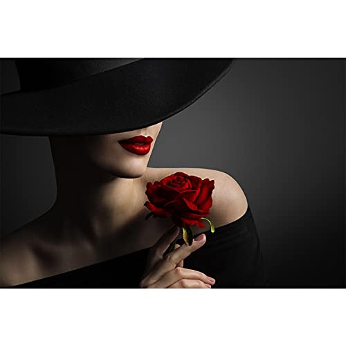 Cuadros de pared de mujer sexy con sombrero: pintura en lienzo de moda para hogar 35x50cm 3