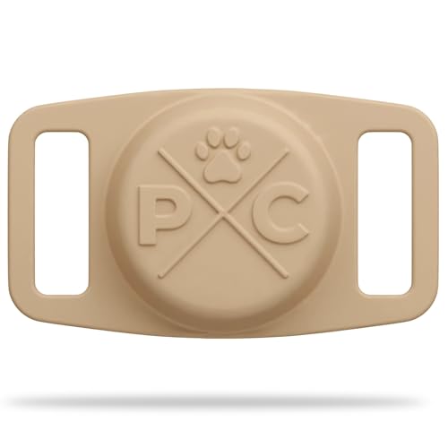 Image of Pup Culture Airtag Collar Holder - Protective Waterproof Case for GPS Tracker, Compatible With Apple iPhone (Tan)