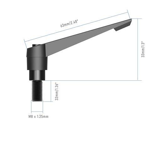 Image of 2PCS Clamping Lever Handles, M8 x 32mm Male Thread, Adjustable Quick Release Locking Rotating Screw Bolt Stud Knobs Apply for Lathe Machinery, Black