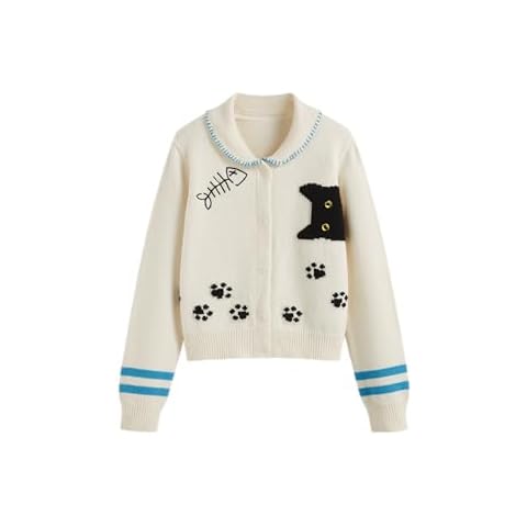 CIDER Women's Cute Cat Pattern Cardigan Cover