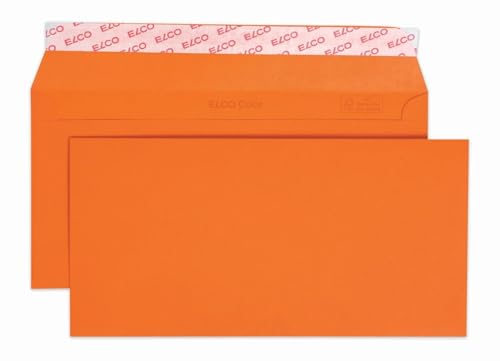 Con chiusura adesiva Elco 18833.82 Color Box con coperchio e 250 buste per spedizioni postali, chiusura adesiva, C5/6 DL, 100 g, arancione, finestra no
