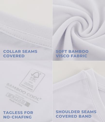 BAMBOO COOL Men\'s Undershirts V Neck, Moisture Wicking Soft T-Shirt, Stay Tucked Classic Fit, Tag-Free, 3-Pack
