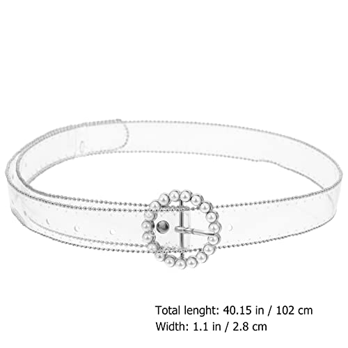 Clear Belt Clear Waist Belt Pearl Belt Transparent Belts Buckle for Women Girls Dress Coat Jeans Pants Silver Waist Belt2