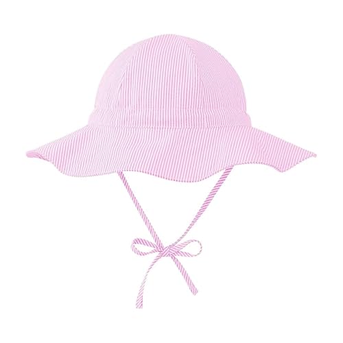 InfiniZer Chapeau de soleil pour bébé fille - En coton - Protection UV - Réglable - Pliable - Avec cordons de serrage, Rose, 2-3 ans