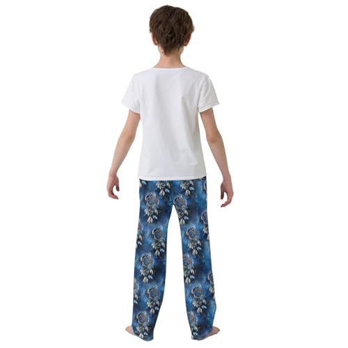 Galaxy Nebula Dream Catcher Boys Long Pants Soft Trousers Elastic Waist Kids Lounge Bottoms with Pockets S-XL3
