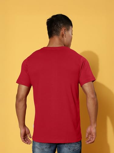 Image of Veirdo Regular Fit Half Sleeves Round Neck Arizona Typographic Printed Pure Cotton T-Shirt for Men (Colors: Green & Navy)