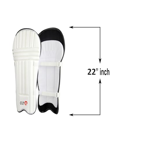 Image of Cutx Cricket Batting Legguard for Kids,Moulded Pad White 22 inch for 10 to 12 Years