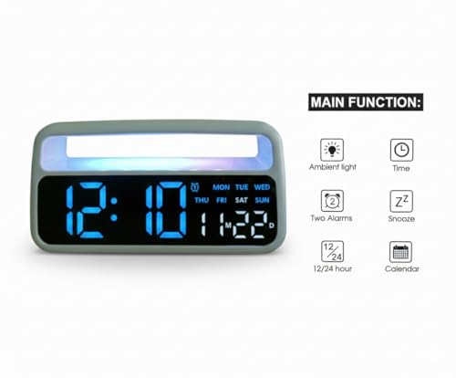 Image of AERYS 7-Inch Digital Alarm Clock, Table Clock,Night Light Dimmer,Snooze, USB Ports, Super Loud Alarm for Heavy Sleepers for Home, Office, Student, Bedroom, Living Room(Handle Alarm Clock)