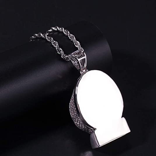 Hip Hop Iced out Grim Reaper Retro Punk Pendent 18 carati in Oro Bianco Placcato Oro Collana for Uomo Donna (Color : with Rope Chain)