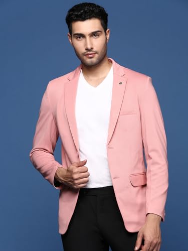 Image of SHOWOFFFF Men Solid Single Breasted Formal Blazer | Notched Lapel Full Sleeves Cotton Blazer for Mens | Slim Fit Regular Length Blazer for Men's
