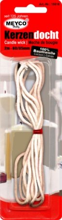 Kerzendocht rund Docht aus Baumwolle für Kerzen und Gläser, Ø 2mm 2 m