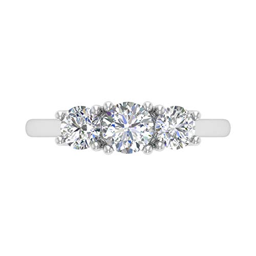 FINEROCK 1 Carat 3-Stone Diamond Engagement Ring Band in 14K Gold3