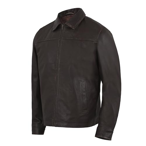 Image of Isaac & David Chicago Men's New Black /Brown Lambskin Leather Classic Open Bottom Jacket Motorcycle Vintage Racing Jacket