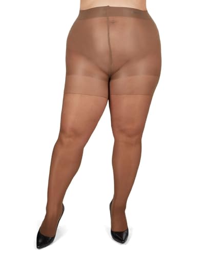 Image of MeMoi Energizing Plus Size Curvy Control Top Pantyhose for Women, Semi Opaque Pantyhose, Lightweight Womens Stockings