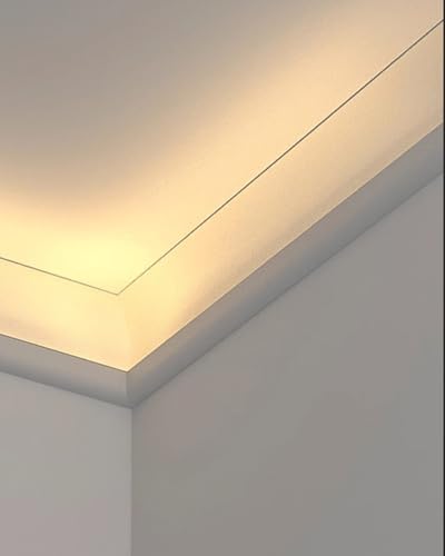 Moldura de techo 1 (13 m) moldura de corona para esquinas, difusor de tira decorativa, borde de zócalo cortable para decoración de techo interior y exterior
