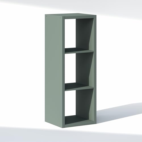 Image of Furinno Cubic Extra Thick 3-Cube Closet Organizers and Storage, Sage Green | 14.6 x 16 x 44 in, Open Shelf Closet Storage, Closet Organizer, for Wardrobe, Bedroom, Living Room