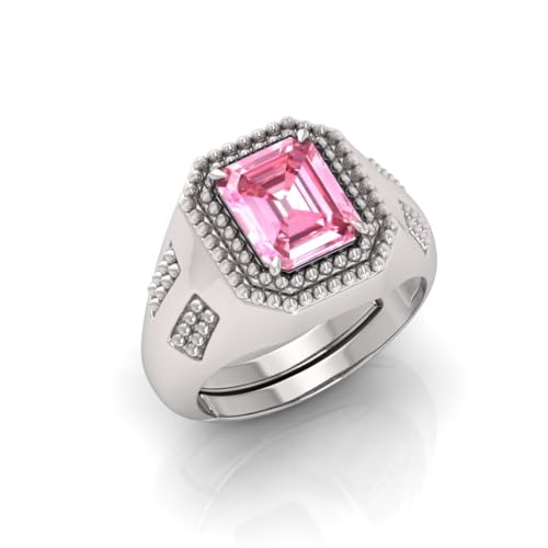 Bague saphir rose 9 carats ajustable en métal plaqué argent de haute qualité - 2
