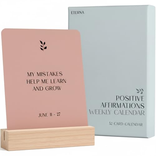 Positive Affirmation Cards Weekly Calendar | 52 Aesthetic Encouragement Mindfulness Desk Cards for Every Week of the Year, Daily Self Mantras For Mental Wellness, Great Motivational Gift For Women & Men