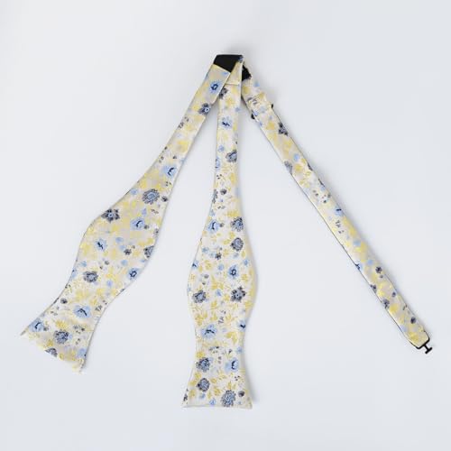 Image of Alizeal Mens 2pcs Floral Pattern Bow Tie Set | Self-tied Pocket Square Colorful Perfect for Weddings Proms Business