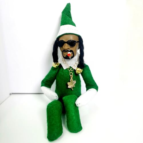 Vancauk Snoop on A Stoop Christmas Elf Doll With Necklace - Novelty Resin Fun Collectible Hip Hop Present for Home Decoration