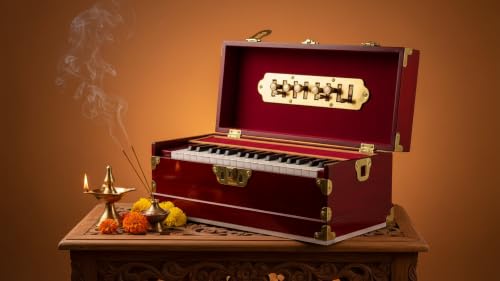 Image of Folding Harmonium With 42-Keys,7 Bellow, Two Reed(Bass-Male), 3.5 Octave, Coupler, Chudidaar With Free Paaded Carry Bag