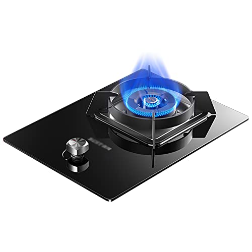 LGESR Placa de Gas, Encimera de Gas, Cocina de Gas empotrada de 5,2 kW con vitrocerámica Negra, Placa de cocción con FFD y Soportes esmaltados para GLP/GN, Soporte Cuadrado de Hierro Fundido.