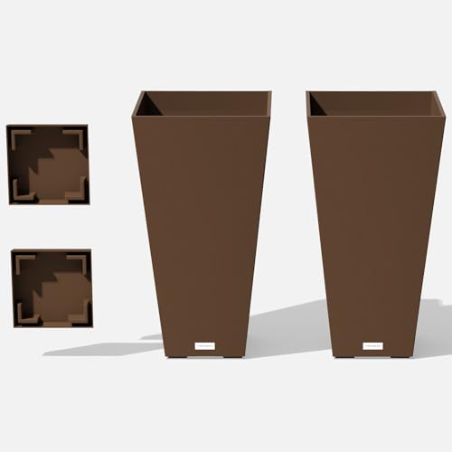 Image of Veradek Pure Series Taper Planter & Drip Tray - Tapered Planter with Shelf