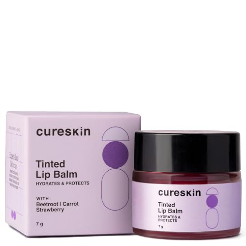 Cureskin Tinted Lip Balm For Women And Men |Hydrates & Protects For Lip Tint With Beetroot,Carrot & Strawberry |Lip Lightening Balm For Dark Lips |Tinted Lip Balm For Dark Lips To Lighten,1 Count