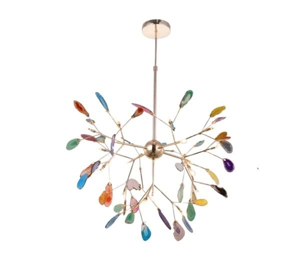 Nowoczesny agat żyrandol LED, świetlik, do salonu, sypialni, kuchni, wnętrz, gałąź drzewa (zimna, średnica 78 x wysokość 55 cm)