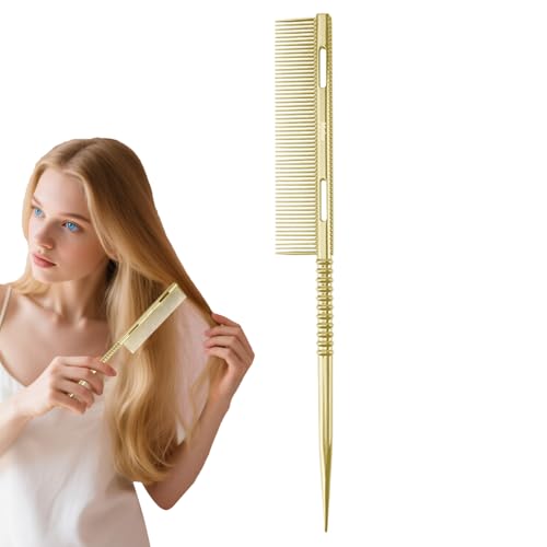 細かい歯のテールコーム - 細かい 分け目用 歯付き ヘア ブラシ - 軽量ルートティージングコーム・もつれ解しスタイリングツール・女友達・娘・母のための