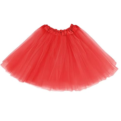 AYBUY Tutu Skirt for Girls Elastic 3 Layered Tulle Tutu Skirt Puffy Princess Fairy Dress for Kids Girls Dance Birthday Christmas Halloween Princess Party Bright Red