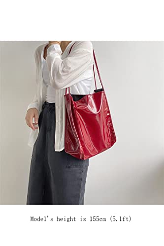 Ulisty Women Patent Leather Bag Soft Tote Bag Shiny Shoulder Bag Minimal Purse Fashion Handbag4