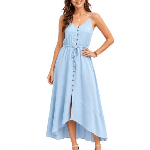 Image of BROVAVE Women's 2026 Summer Casual Boho Sundress Spaghetti Strap Midi Dress