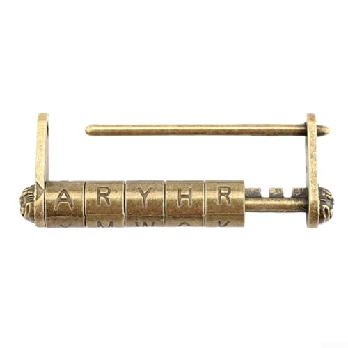 Candado horizontal antiguo de aleación de zinc con cerradura de combinación de letras de 5 ruedas para armarios, cajones, puertas, armarios, cofres, maletas y bolsos,