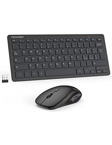 Ampia Compatibilità: Tastiera e mouse Senza Fili consentono di risparmiare spazio sulla scrivania. Supporta Windows 11/10/8/7/Vista/XP/2000/ME/Android Smart TV. La tastiera wireless è alimentata da 2 batterie AAA e il mouse wireless è alimentato da 2 batterie AAA (batteria non inclusa)