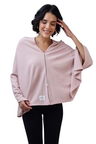 Image of Zelena Cotton Bamboo Blend Premium Nursing Cover for Breastfeeding | Breastfeeding Cover for Mothers | Feeding Shawl for Mother | Feeding Cloth | Breathable Nursing Covers | Poncho For Mom (Nude Pink)