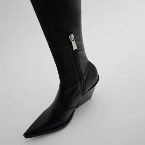 Cuissardes stretch noires à bout pointu et finitions haute couture - 3